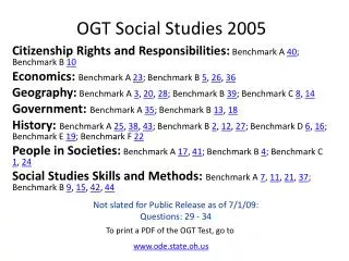 OGT Social Studies 2005