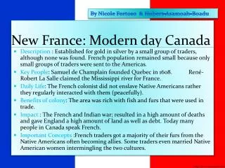 New France: Modern day Canada