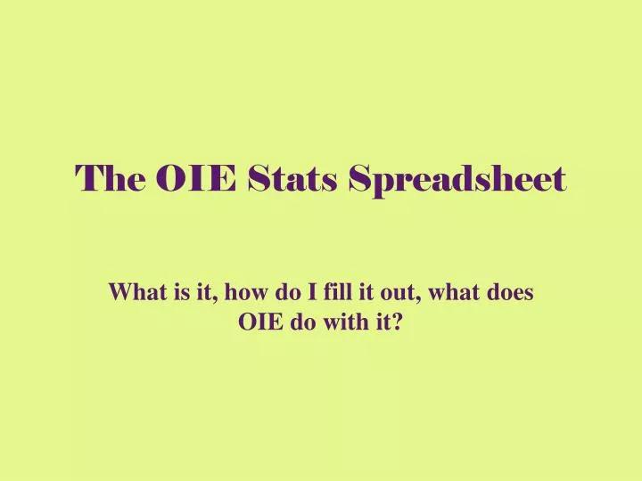 the oie stats spreadsheet