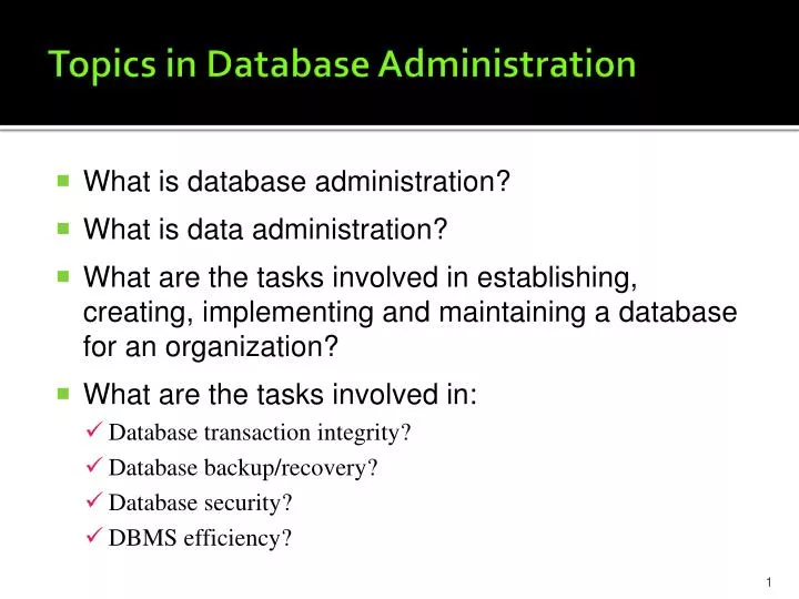 topics in database administration