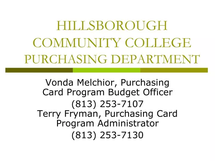 hillsborough community college purchasing department