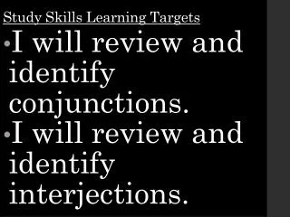 Study Skills Learning Targets