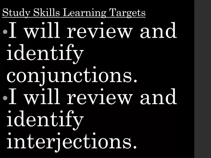 study skills learning targets