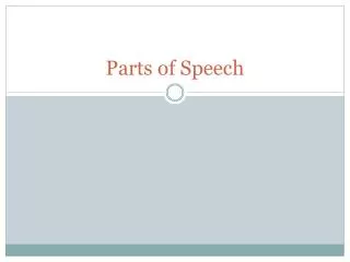 Parts of Speech