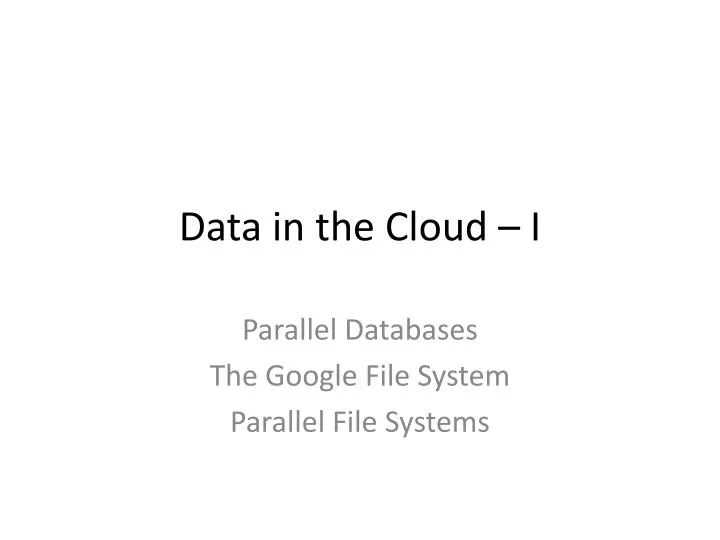 data in the cloud i