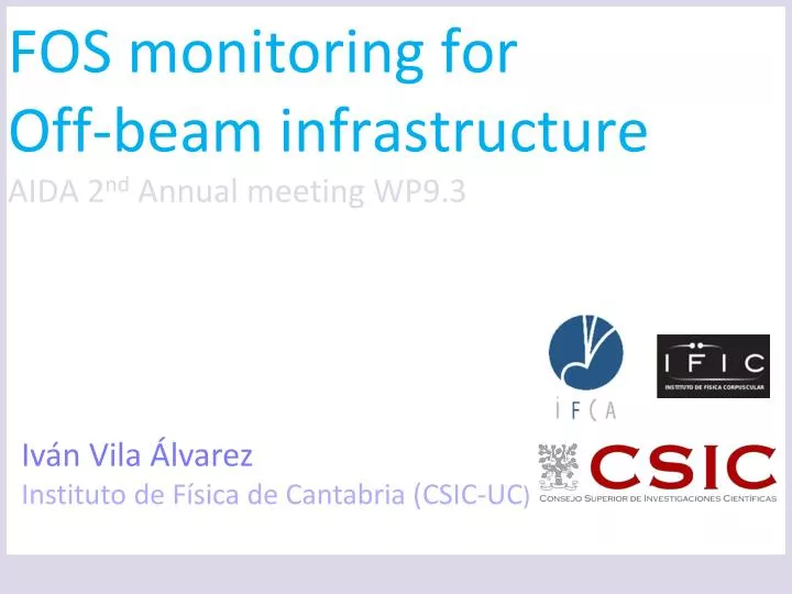 fos monitoring for off beam infrastructure aida 2 nd annual meeting wp9 3