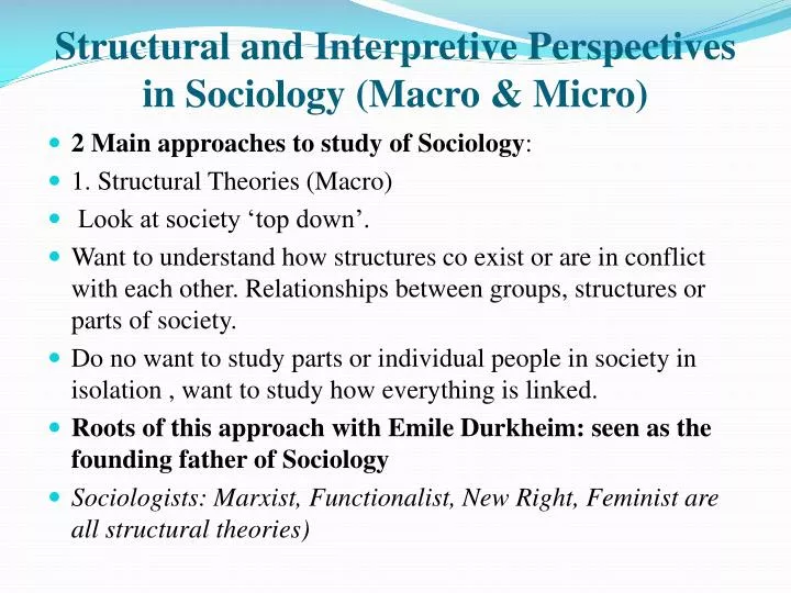 structural and interpretive perspectives in sociology macro micro