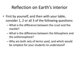 reflection on earth s interior