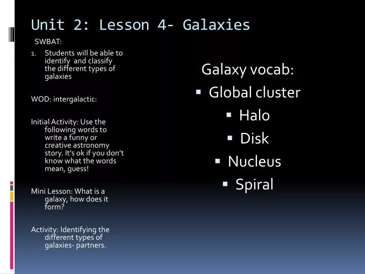 unit 2 lesson 4 galaxies