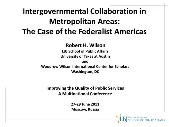 intergovernmental collaboration in metropolitan areas the case of the federalist americas
