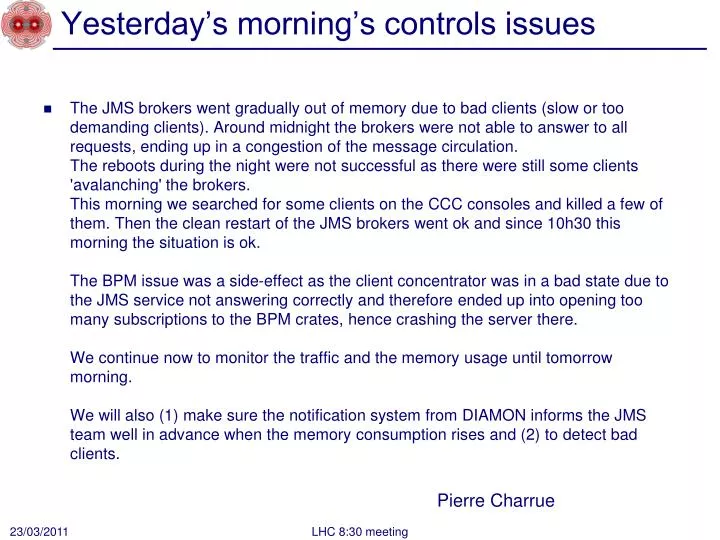 yesterday s morning s controls issues