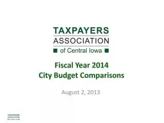 Fiscal Year 2014 City Budget Comparisons