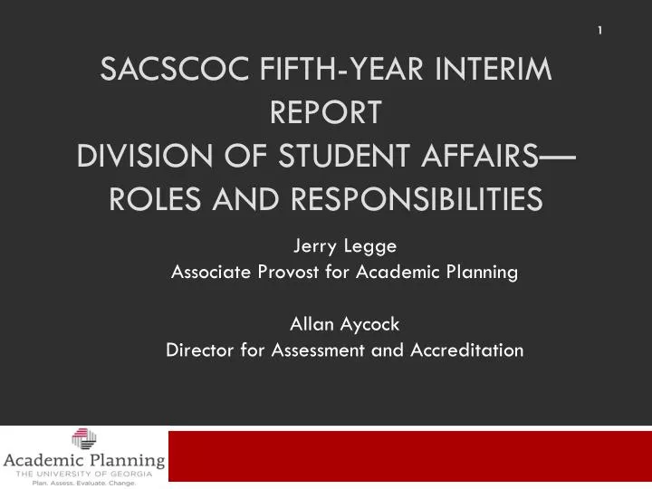sacscoc fifth year interim report division of student affairs roles and responsibilities