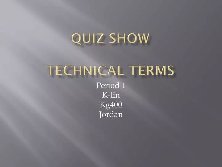 quiz show technical terms
