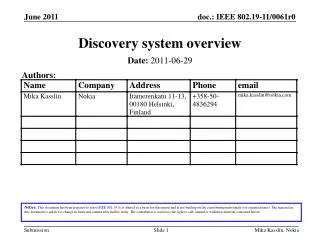 Discovery system overview
