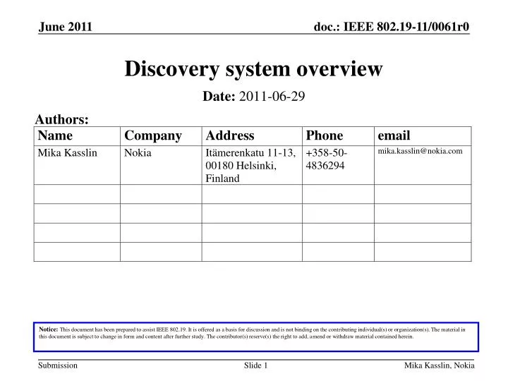 discovery system overview