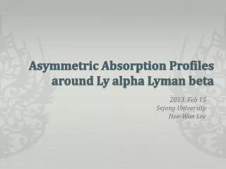 Asymmetric Absorption Profiles around Ly alpha Lyman beta