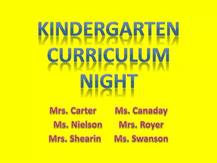 kindergarten curriculum night