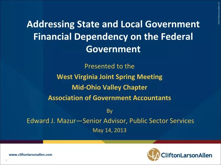 addressing state and local government financial dependency on the federal government