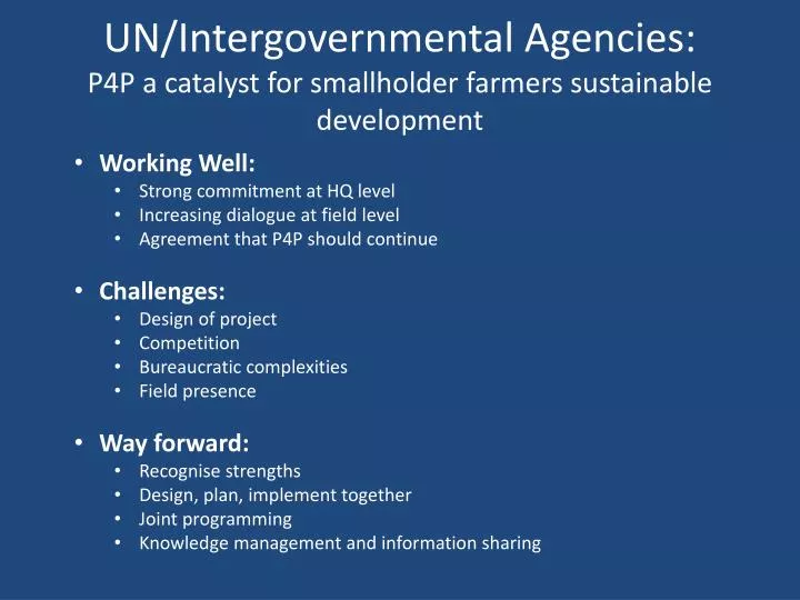 un intergovernmental agencies p4p a catalyst for smallholder farmers sustainable development