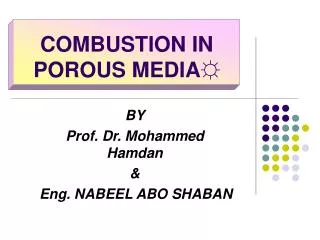 COMBUSTION IN POROUS MEDIA?