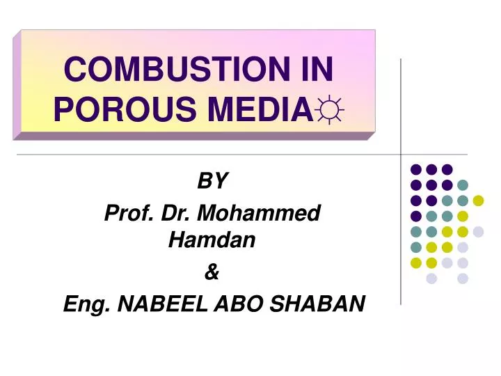 combustion in porous media