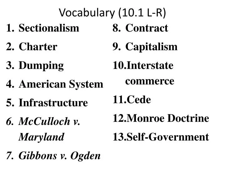 vocabulary 10 1 l r