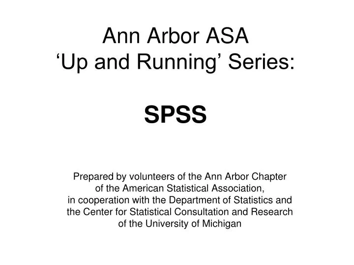 ann arbor asa up and running series spss