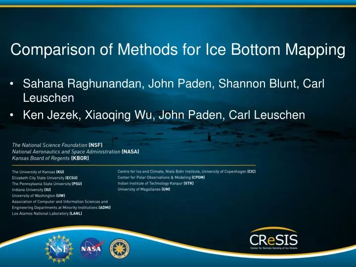 comparison of methods for ice bottom mapping