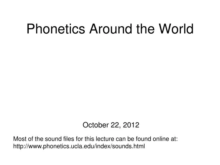 phonetics around the world