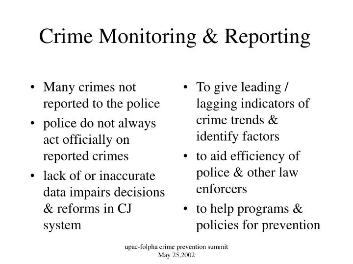 crime monitoring reporting