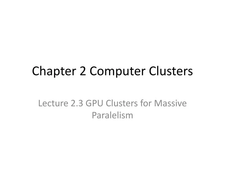 chapter 2 computer clusters