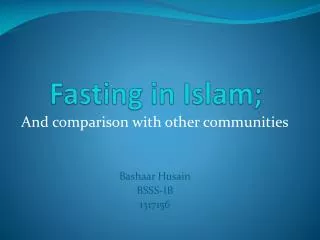 Fasting in Islam;