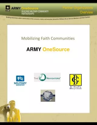 Mobilizing Faith Communities ARMY OneSource