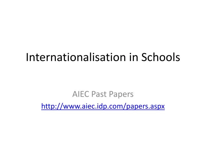 internationalisation in schools