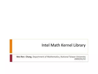 Intel Math Kernel Library