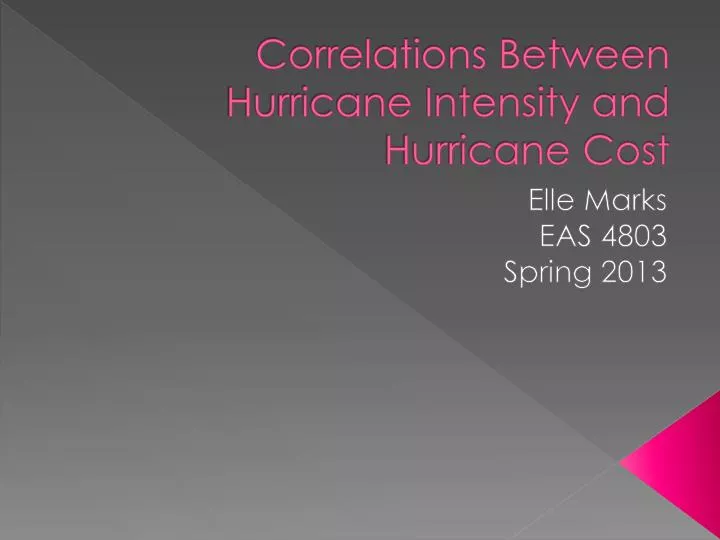 correlations between hurricane intensity and hurricane cost