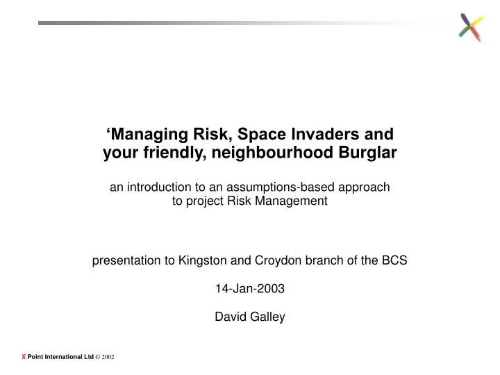 presentation to kingston and croydon branch of the bcs 14 jan 2003 david galley