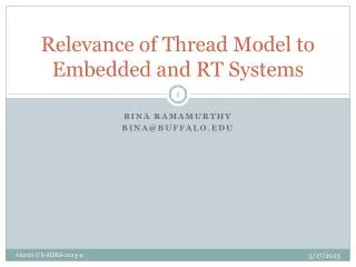 Relevance of Thread Model to E mbedded and RT Systems