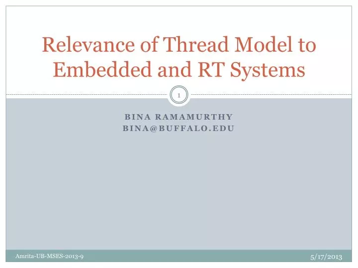 relevance of thread model to e mbedded and rt systems