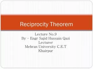 Reciprocity Theorem