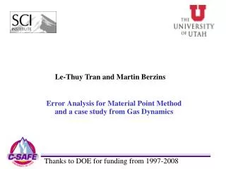 Error Analysis for Material Point Method and a case study from Gas Dynamics