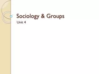 Sociology &amp; Groups