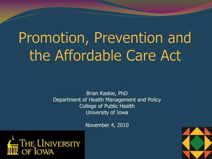 promotion prevention and the affordable care act