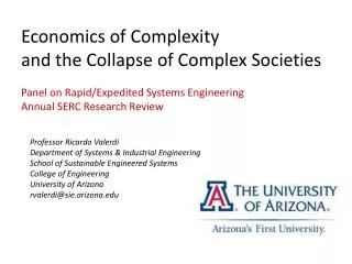 Professor Ricardo Valerdi Department of Systems &amp; Industrial Engineering