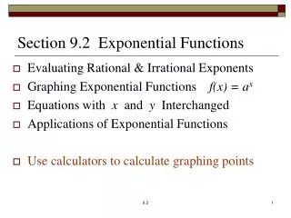 Section 9.2 Exponential Functions