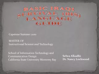 BASIC IRAQI SURVIVAL (BIS) LANGUAGE GUIDE