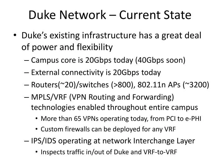 duke network current state
