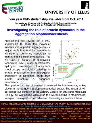 Four year PhD-studentship available from Oct. 2011