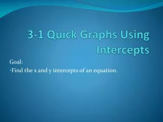 3-1 Quick Graphs Using Intercepts